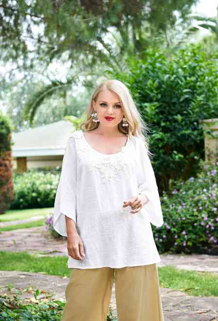 2061 A-5C Blouse 2XL,3XL,4XL(3), cotton, 72 cm | fresh-cotton.com