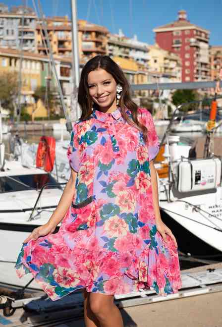 21NI-317 SH Dress L,XL,2XL(3), 92-95 cm, chiffon | fresh-cotton.com