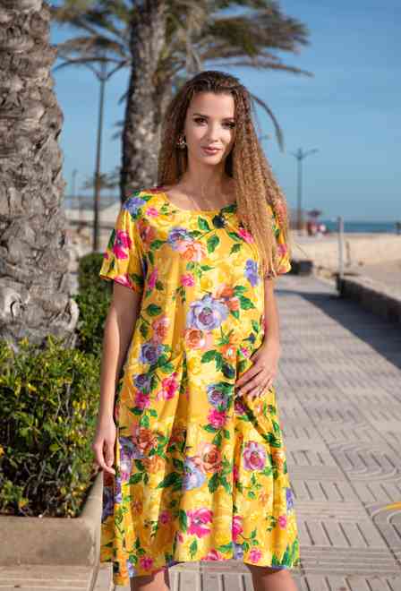 promocion 6.5e 21NI-338/3 V Vestido M,L,XL(3), 102 cm, viscosa | fresh-cotton.com