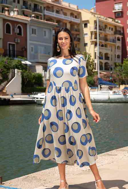 22NI-613 V Dress S,M,L,XL(4), viscose, 123 cm | fresh-cotton.com
