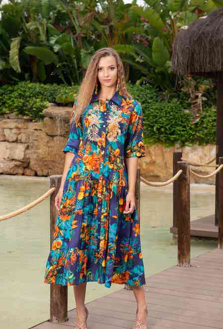 22A-455 C Платье 2XL,3XL,4XL(3), 127 см, хлопок | fresh-cotton.com