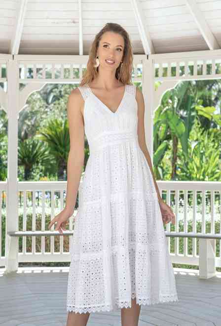 4074 F белый C XS,S,M,L(4), хлопок. Платье, 105 см | fresh-cotton.com