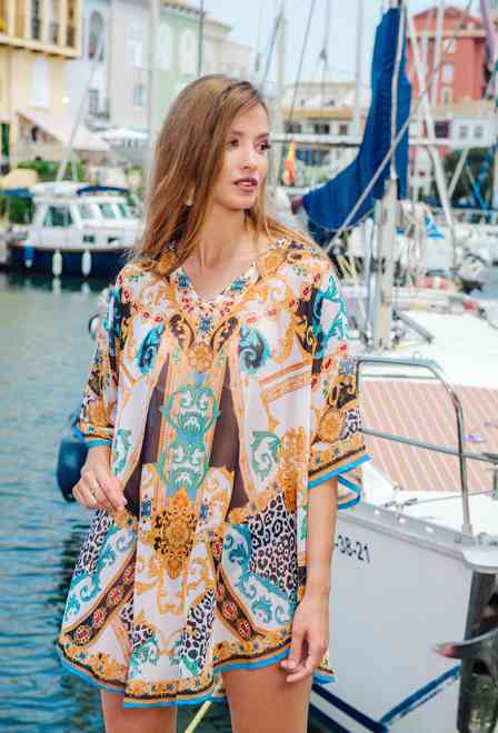 4030 EF-17 SH free size (2), шифон. Туніка-Кафтан, 90 см | fresh-cotton.com