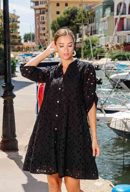 -20 4069 F black C Vestido, M,L,XL,2XL(4), algodon. 100 cm | fresh-cotton.com