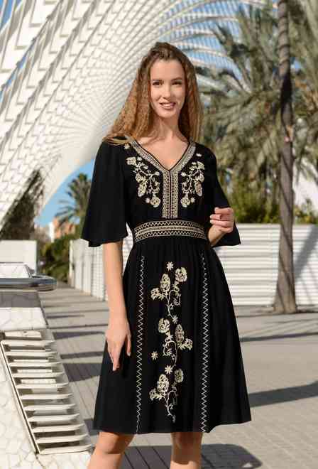 -30 4088 EF negro Vestido S,M,L(3), viscosa, | fresh-cotton.com