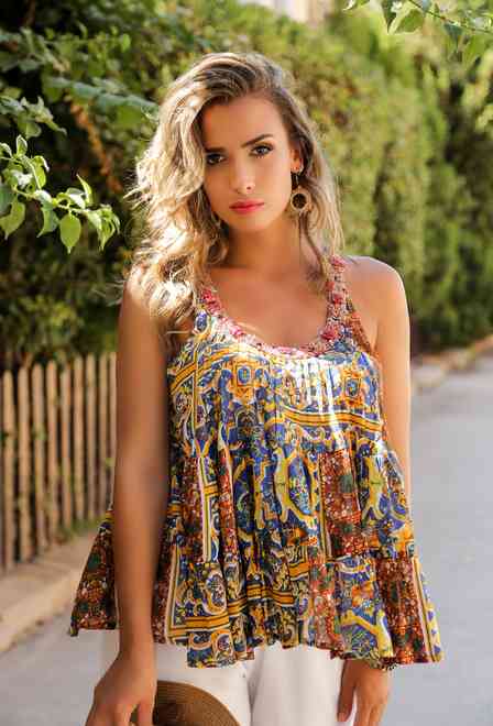 202 A-3c Blouse S,M,L(3), 65 cm, cotton | fresh-cotton.com