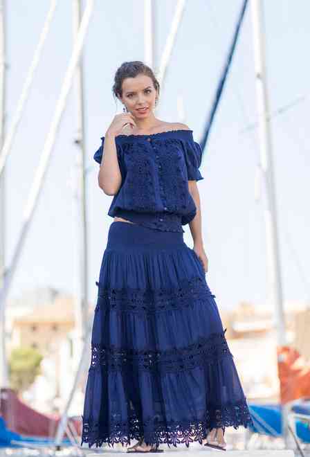 012 F-2c Skirt free size (2), 90 cm, blue, cotton | fresh-cotton.com