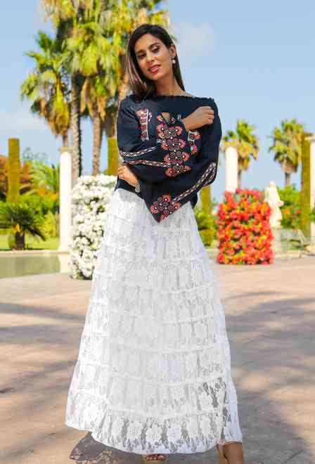 007 A-1c Skirt free size (2), 96 cm, white, cotton | fresh-cotton.com