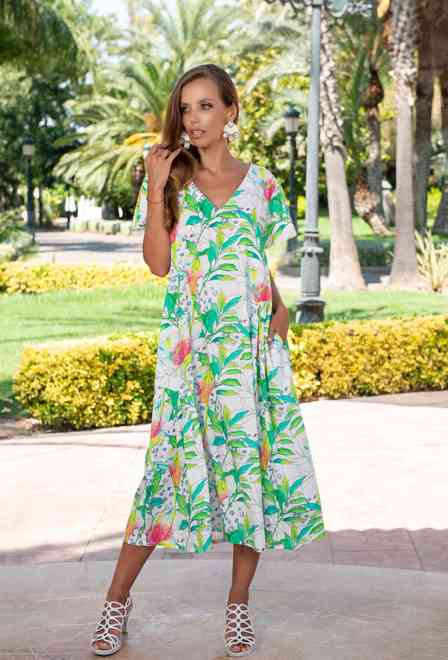 PROMO 23NI-943/1V Vestido L,XL,2XL,3XL(4), 125cm, viscosa | fresh-cotton.com