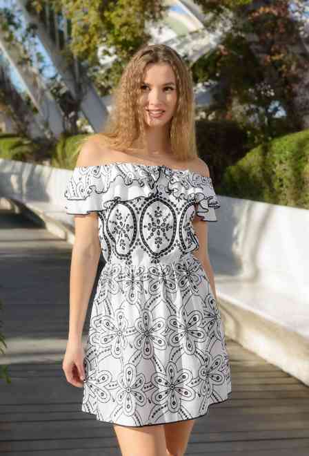 -20 4082 F-w/b C Dress, S,M,L(3), cotton. 76 cm | fresh-cotton.com