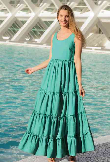 -30 4094 EF-aqua CS S,M,L(3) бавовна сатин. Сарафан, 142 cm | fresh-cotton.com