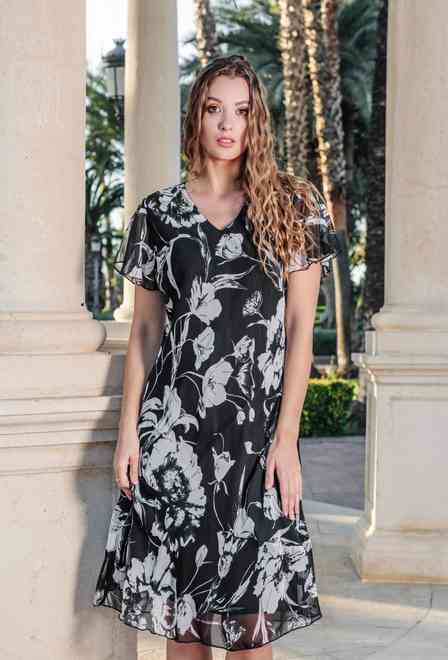 -30 40107 EF-SH Dress L,XL,2XL,3XL(4), chiffon. | fresh-cotton.com