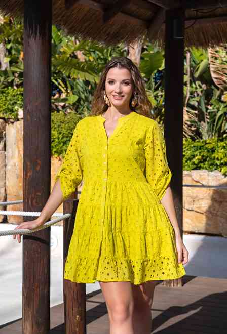 5066 F amarillo Cm Vestido M/L (2), algodon, 90 cm | fresh-cotton.com