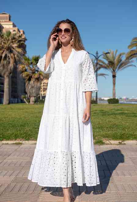 5085 F white Cm Сукня M/L, бавовна, 140 cm | fresh-cotton.com