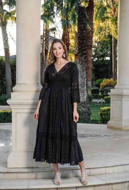 5086 F black C Платье M/L, хлопок, 140 cm | fresh-cotton.com