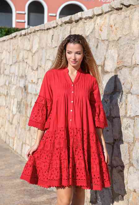 5065 F red C Dress M/L (2), cotton, 100 cm | fresh-cotton.com