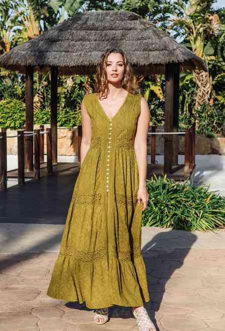 5087 F mustard C Dress M/L (2), cotton, 140 cm | fresh-cotton.com