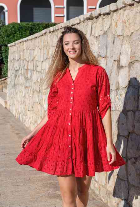 5066 F red Cm Сукня XL/2XL, бавовна, 90 cm | fresh-cotton.com