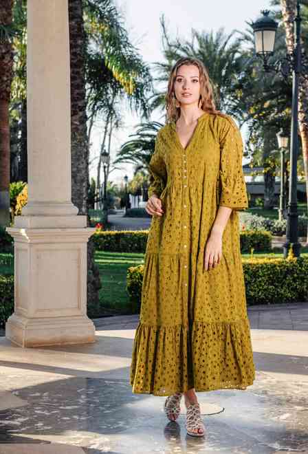 5085 F mostaza C Vestido XL/2XL (2), algodon, 140 cm | fresh-cotton.com