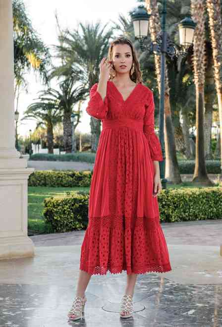 5086 F red C Сукня XL/2XL, бавовна, 140 cm | fresh-cotton.com