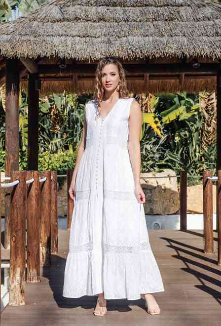 5087 F white Cm Платье XL/2XL, хлопок, 140 cm | fresh-cotton.com