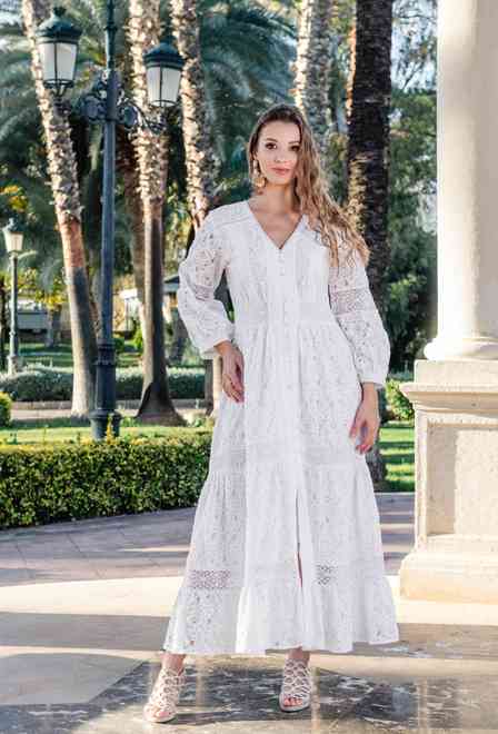 5088 F white C Vestido XL/2XL (2), algodon, 140 cm | fresh-cotton.com