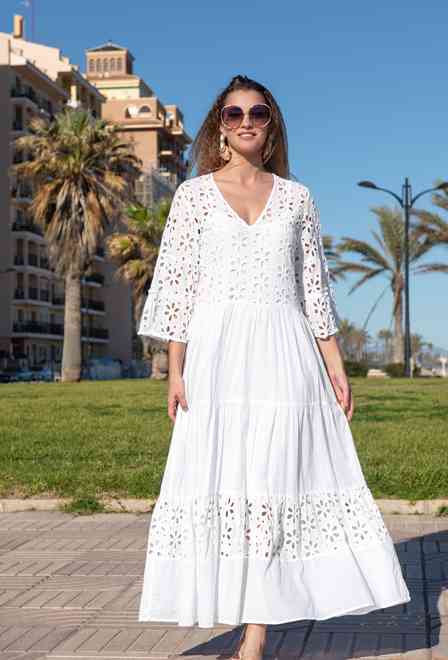 5081 F blanco C Vestido XL,2XL (2), algodon, 140 cm | fresh-cotton.com
