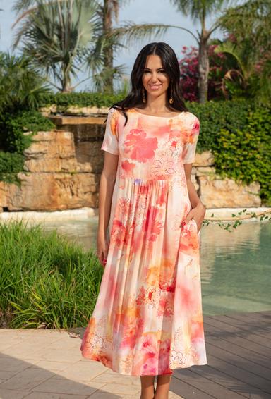 22NI-614/1 V Dress, viscosa | fresh-cotton.com