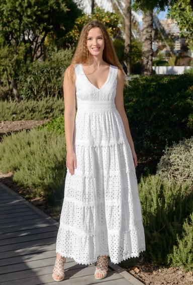 -30 4076 F white C Dress, S,M,L,XL(4), cotton. 147 cm | fresh-cotton.com