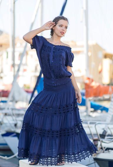 012 F-2c Skirt free size (2), 90 cm, blue, cotton | fresh-cotton.com