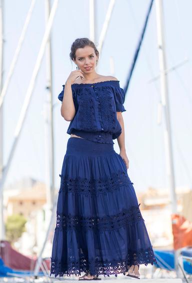 012 F-2c Skirt free size (2), 90 cm, blue, cotton | fresh-cotton.com