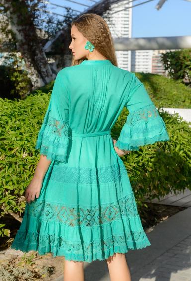 4278 A verde С Vestido M,XL,2XL, 105 cm, algodon 100 | fresh-cotton.com