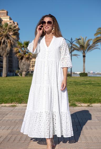 5085 F white Cm Dress M/L (2), cotton, 140 cm | fresh-cotton.com
