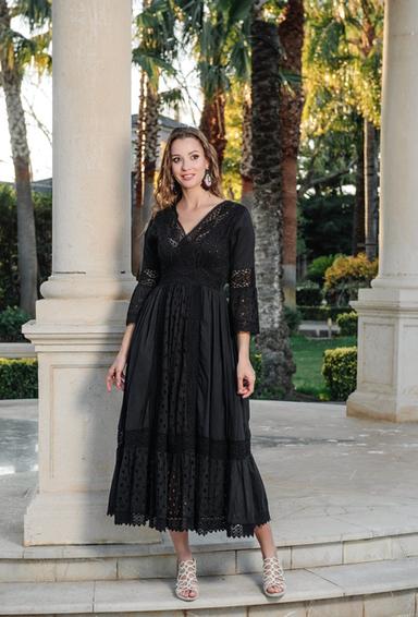 5086 F black C Платье M/L, хлопок, 140 cm | fresh-cotton.com