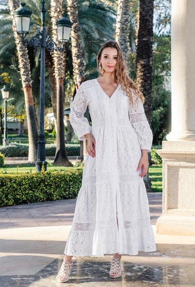 5088 F white C Платье M/L, хлопок, 140 cm | fresh-cotton.com