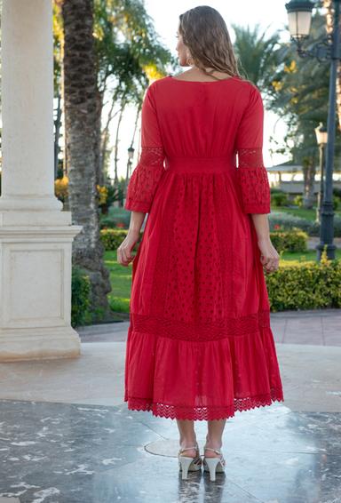5086 F red C Сукня XL/2XL, бавовна, 140 cm | fresh-cotton.com